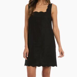 Scalloped Linen Blend Shift Dress